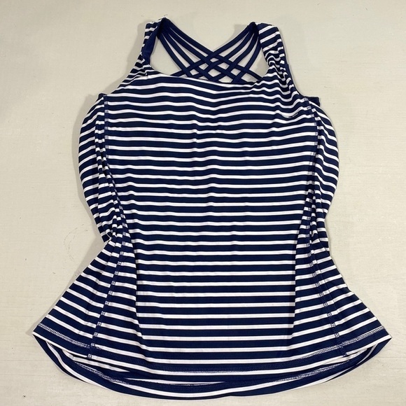 ACX Tops - ACX tank top w/ build in bra navy and white striped​​​​​​​​​​​​​​​​